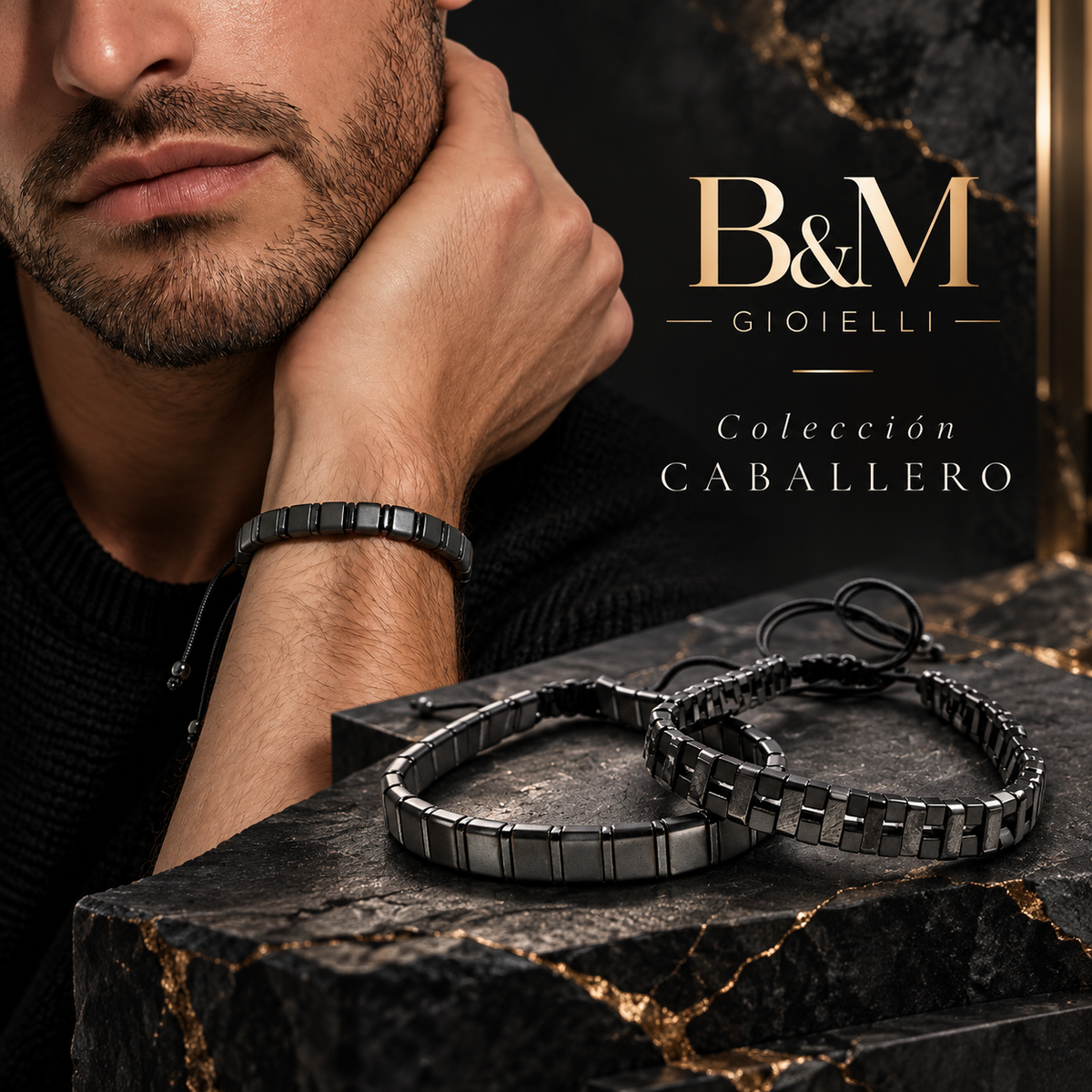 Pulsera de Hematites con cordón ajustable