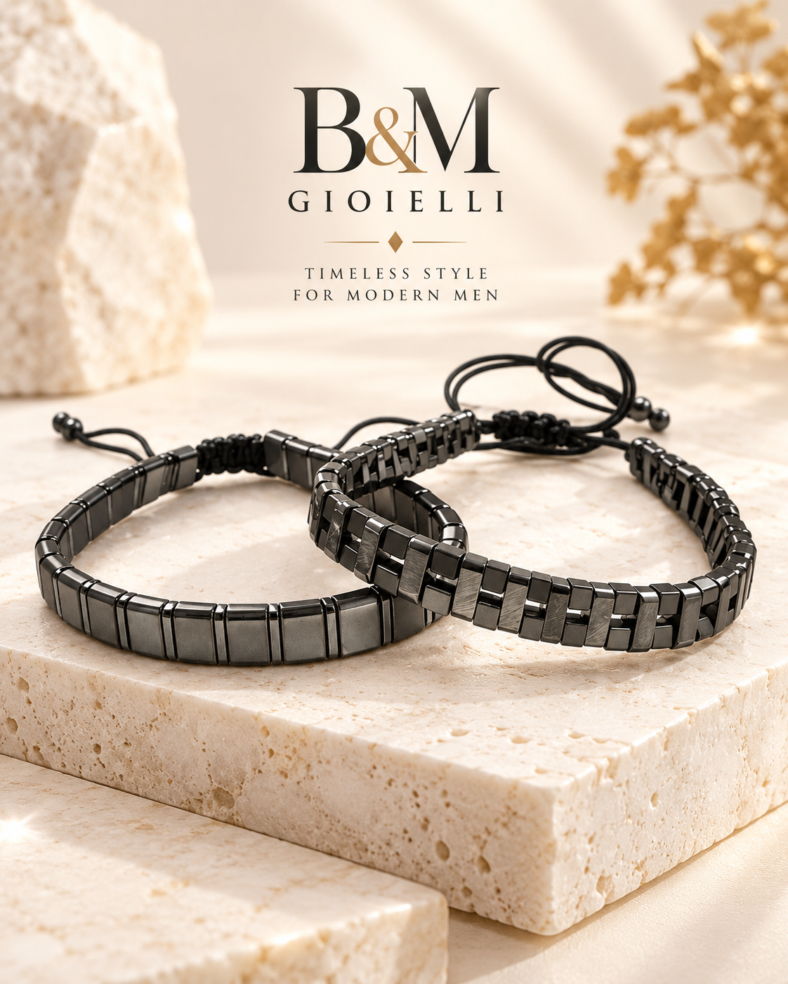 Pulsera de Hematites con cordón ajustable