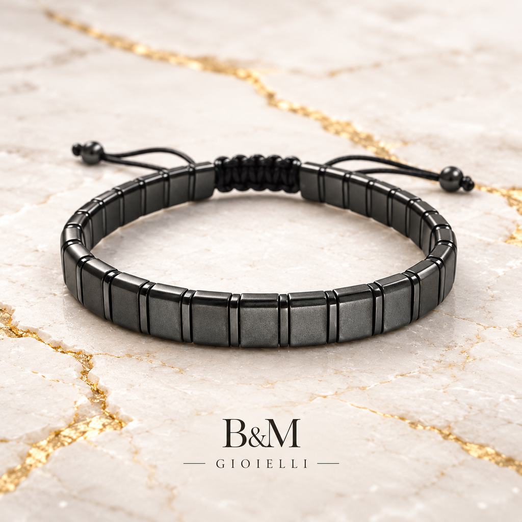 Pulsera de Hematites con cordón ajustable