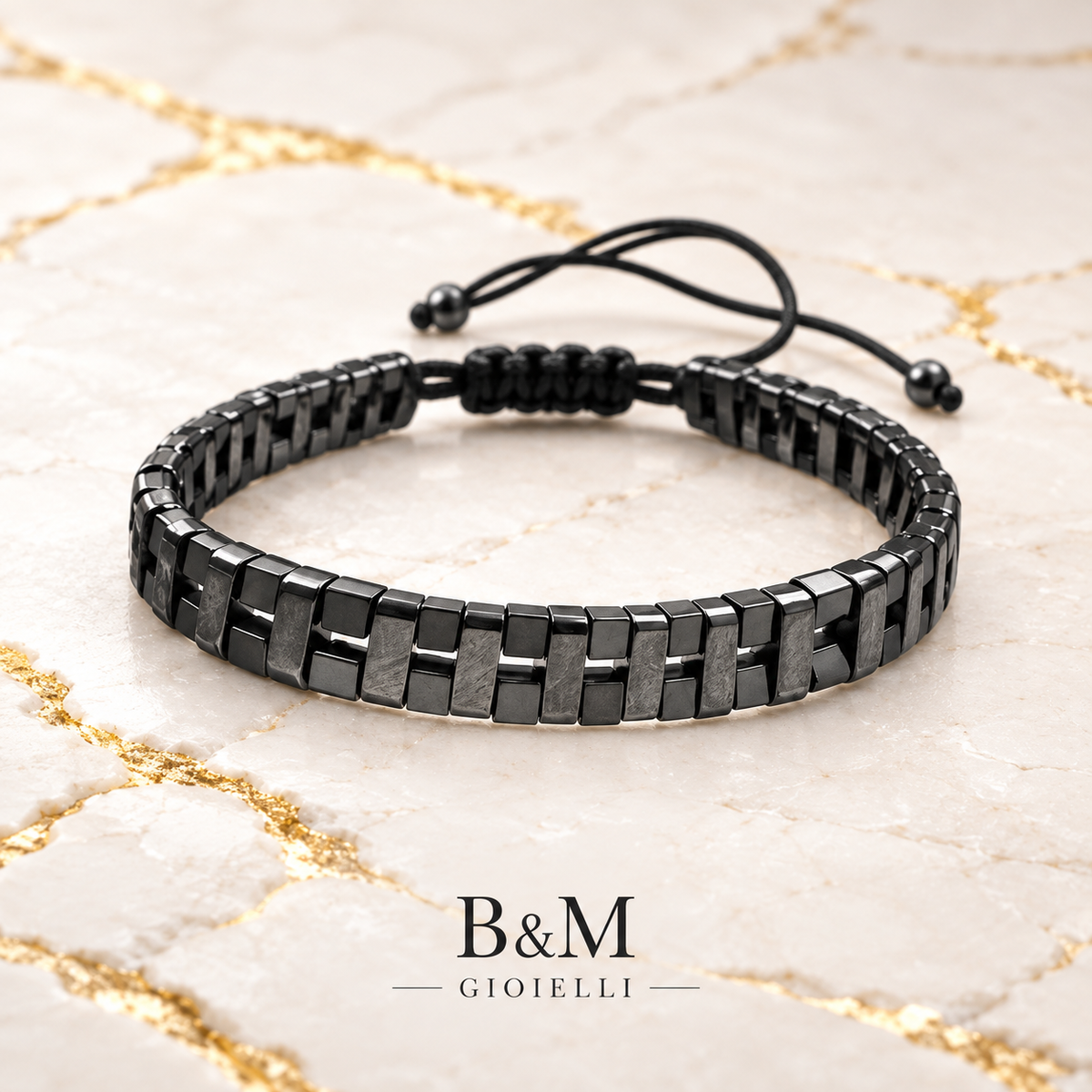 Pulsera de Hematites con cordón ajustable
