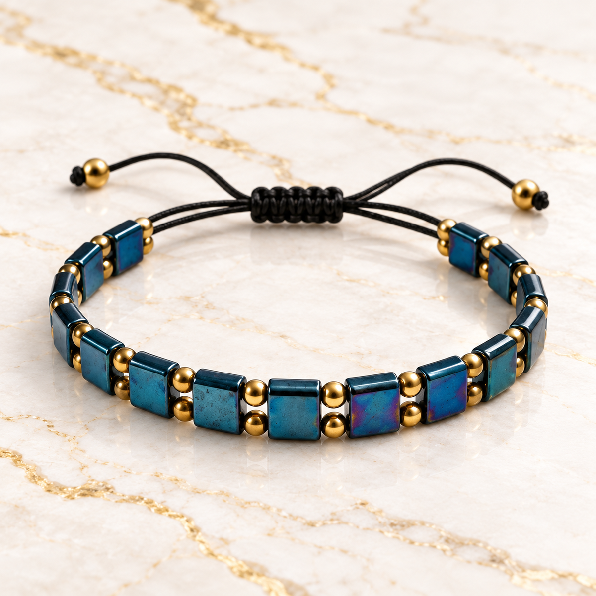 Pulsera de Hematites con cordón ajustable