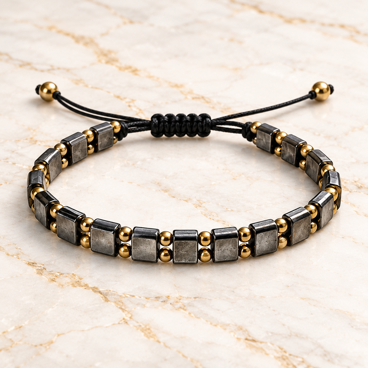 Pulsera de Hematites con cordón ajustable