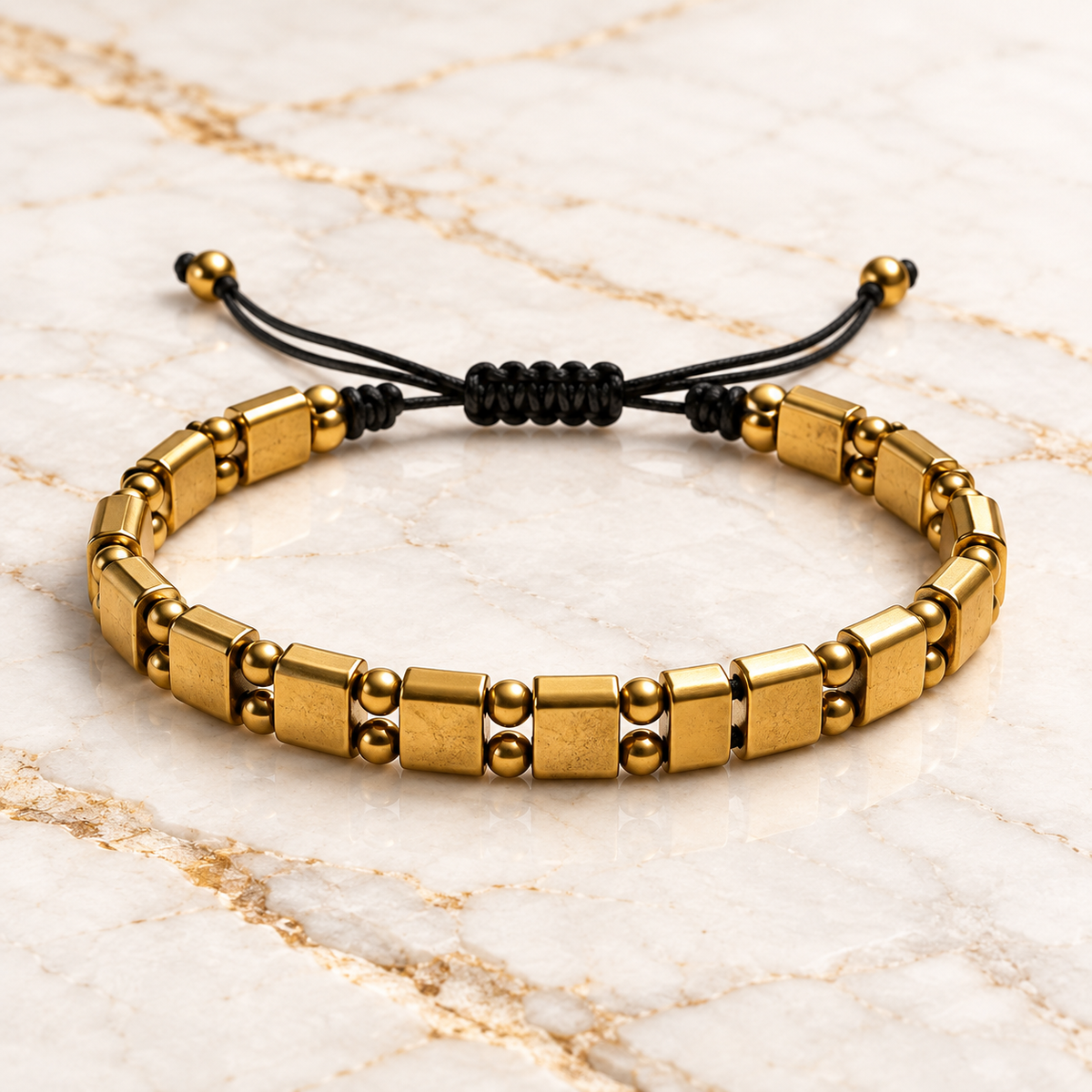 Pulsera de Hematites con cordón ajustable