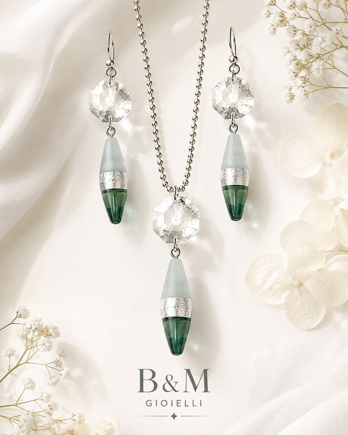 COLLAR CRISTAL PARURE Y ARETES