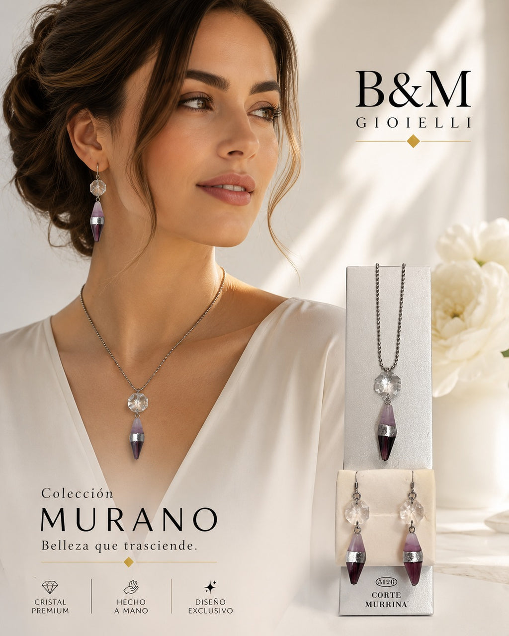 COLLAR CRISTAL PARURE Y ARETES