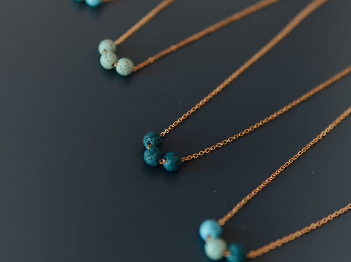 Aroma Diffuser Necklace with Lava Beads - Silver Chain