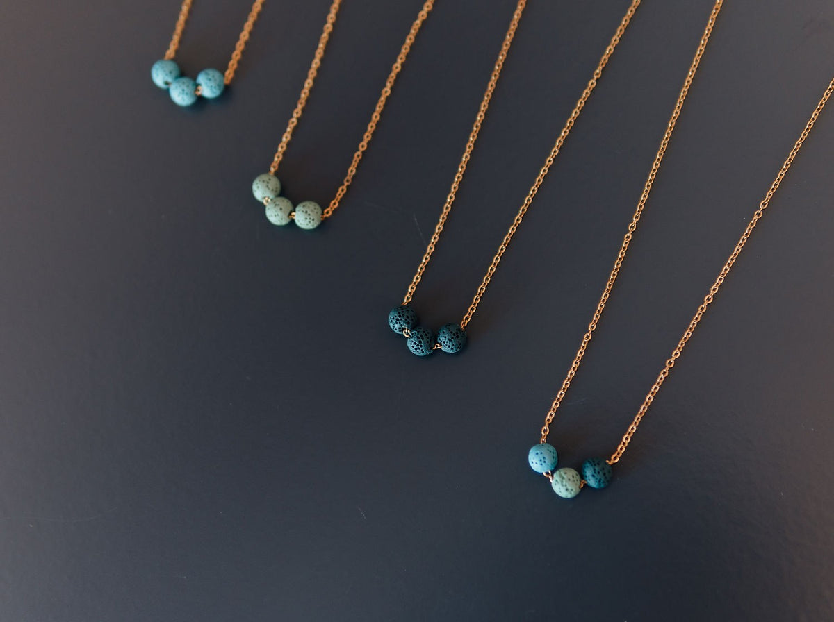 Aroma Diffuser Necklace with Lava Beads - Silver Chain